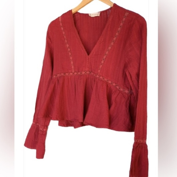 Altrd State Maroon Cotton Long Sleeve Blouse Peasant Top NEW NWT - Picture 11 of 11